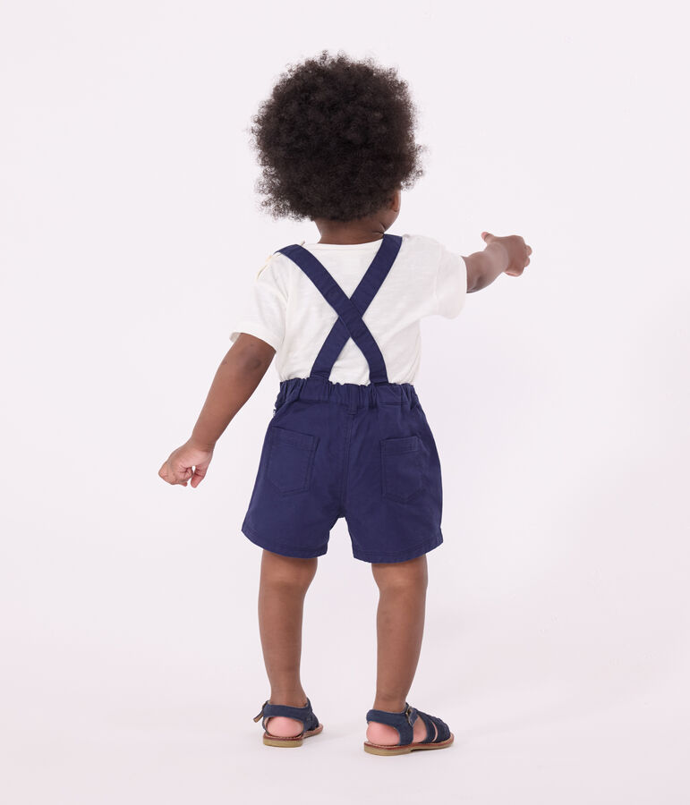 Salopette corta in serge beb&egrave; blu