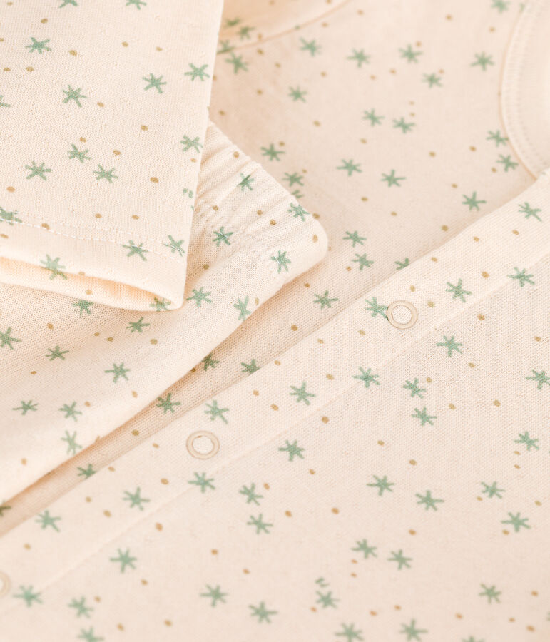 Set 2 pezzi in cotone neonato ecru/multicolore