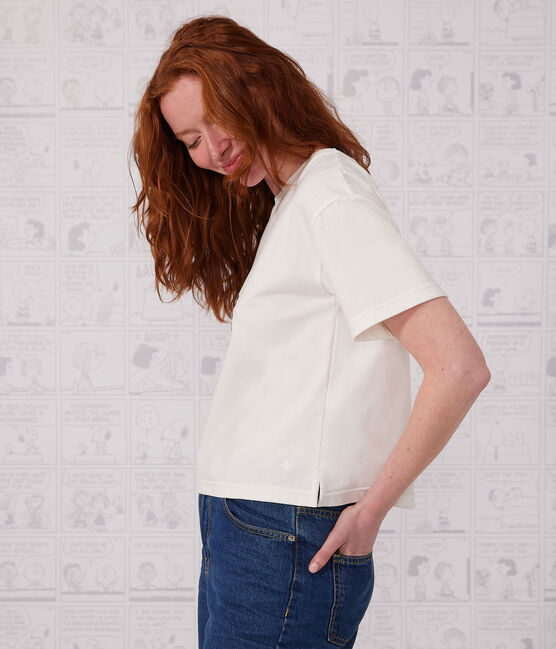 T-shirt LE BOXY in cotone donna bianco MARSHMALLOW