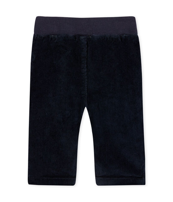 Pantalone per bebé maschio in doppio velluto stretch blu SMOKING