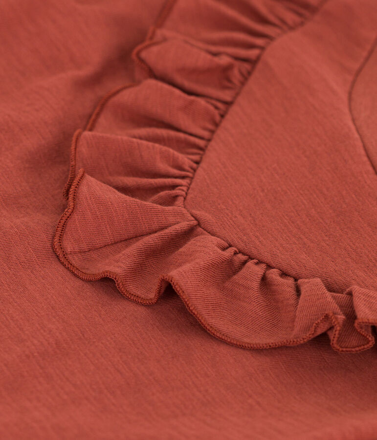 T-shirt in jersey fiammato bambina marrone