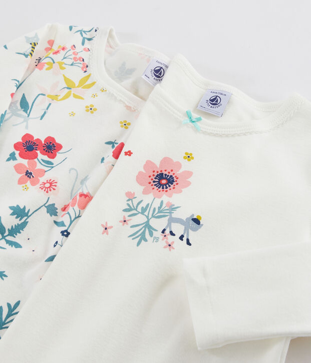 Confezione da 3 t-shirt a manica lunga stampa fiori bambina multicolore