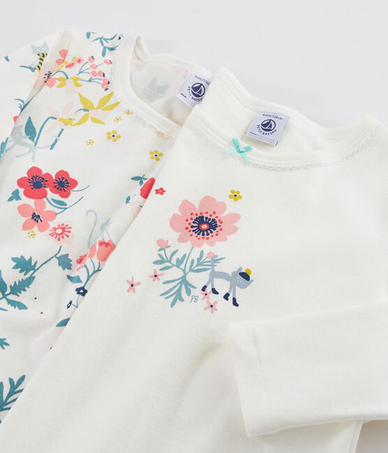 Confezione da 3 t-shirt a manica lunga stampa fiori bambina variante 1