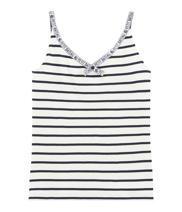 Canottiera donna bianco/blu