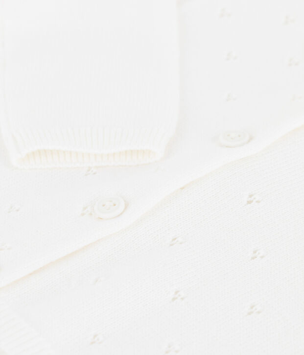 Cardigan beb&egrave; in raffinato tricot bianco