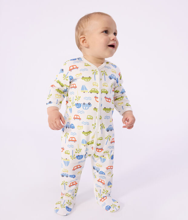 Pigiama in cotone con automobili stampate neonato bianco/multicolore