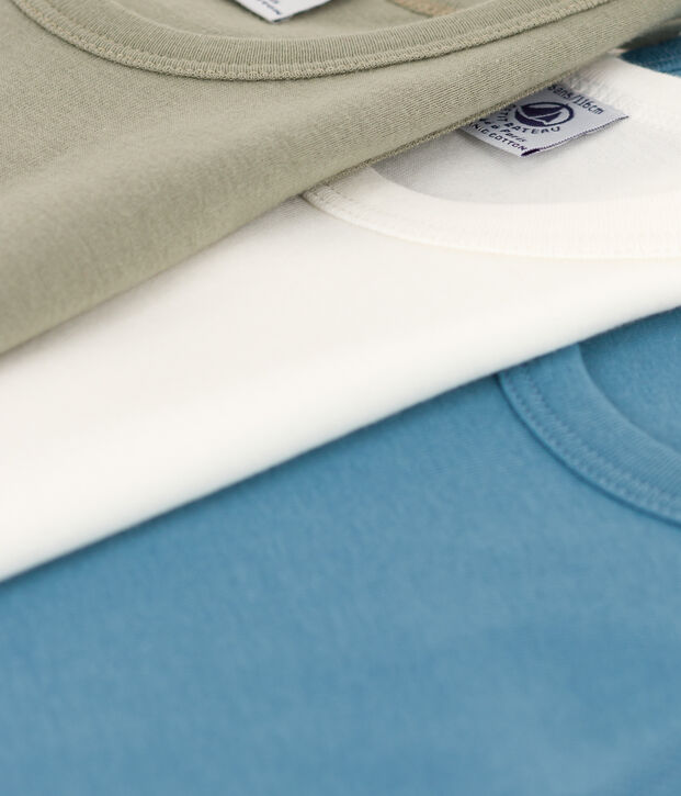 Confezione da 3 canottiere bambino in cotone tinta unita multicolore