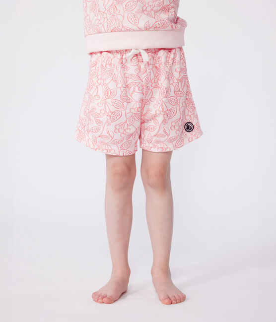 Shorts in cotone con stampa bambina rosa FLEUR/ SPI