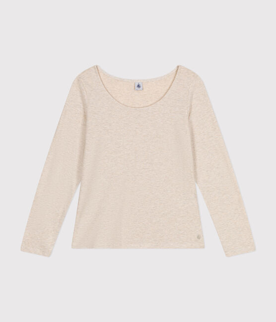 T-shirt Regular a maniche lunghe con scollo rotondo in jersey flammé donna beige MONTELIMAR CHINE