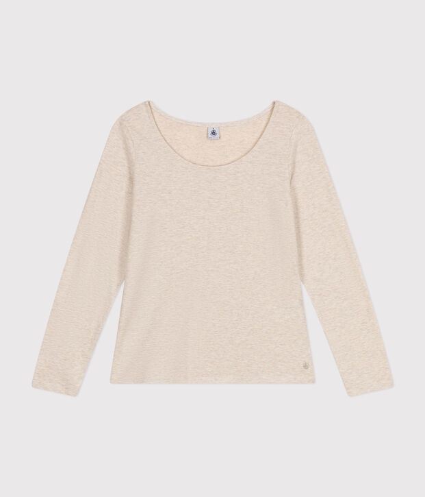 T-shirt Regular a maniche lunghe con scollo rotondo in jersey flamm&eacute; donna MONTELIMAR CHINE