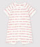Tuta corta "Petit Bateau Je t'aime" in jacquard di cotone biologico bianco MARSHMALLOW/rosso PEPS