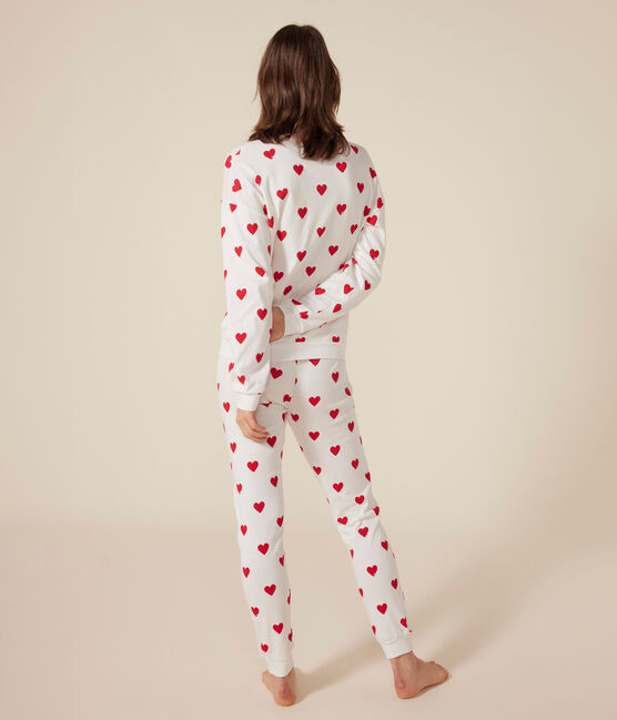 Pigiama donna in cotone cuore bianco MARSHMALLOW/rosso TERKUIT