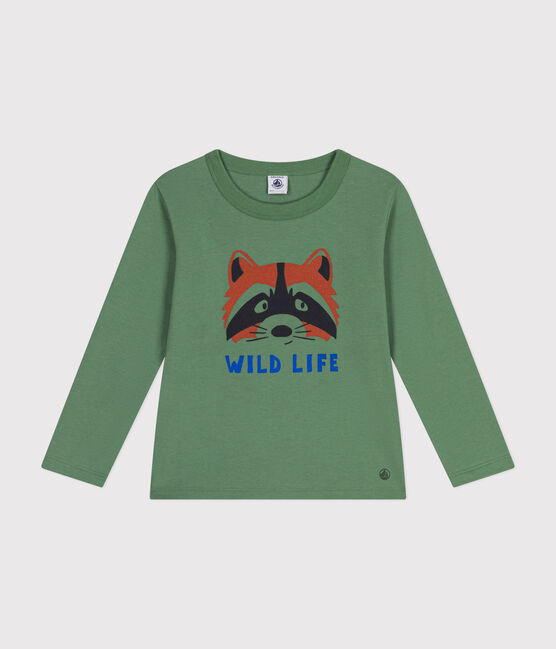T-shirt a maniche lunghe in jersey sottile bambino verde PALMERAIE