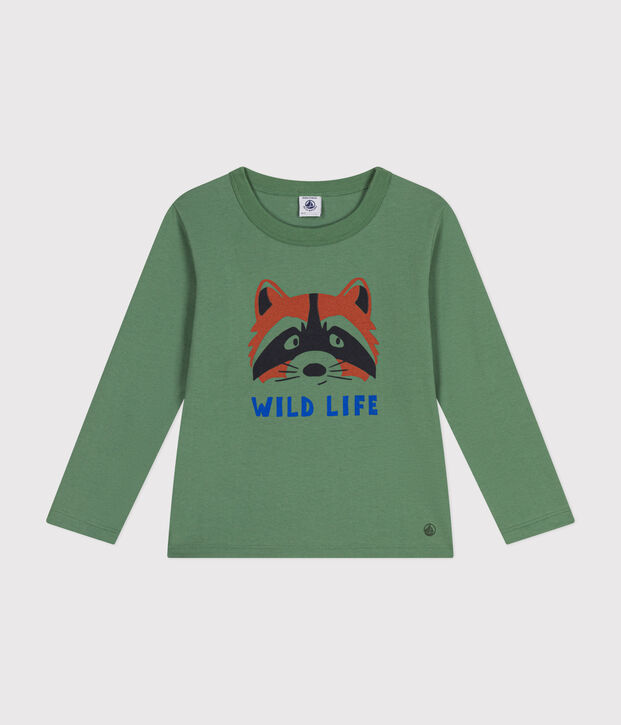 T-shirt a maniche lunghe in jersey sottile bambino verde