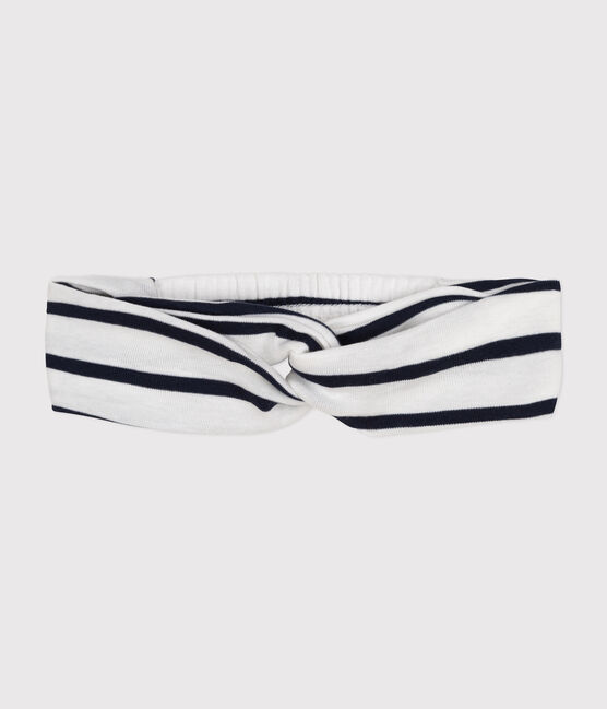 Fascia bebè femmina in cotone a righe bianco MARSHMALLOW/blu SMOKING