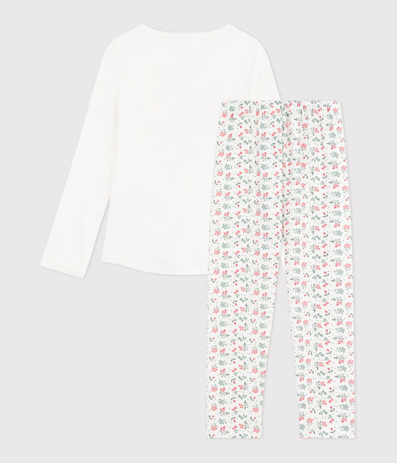 Pigiama in cotone con stampa a fiori bambina bianco MARSHMALLOW/bianco MULTICO