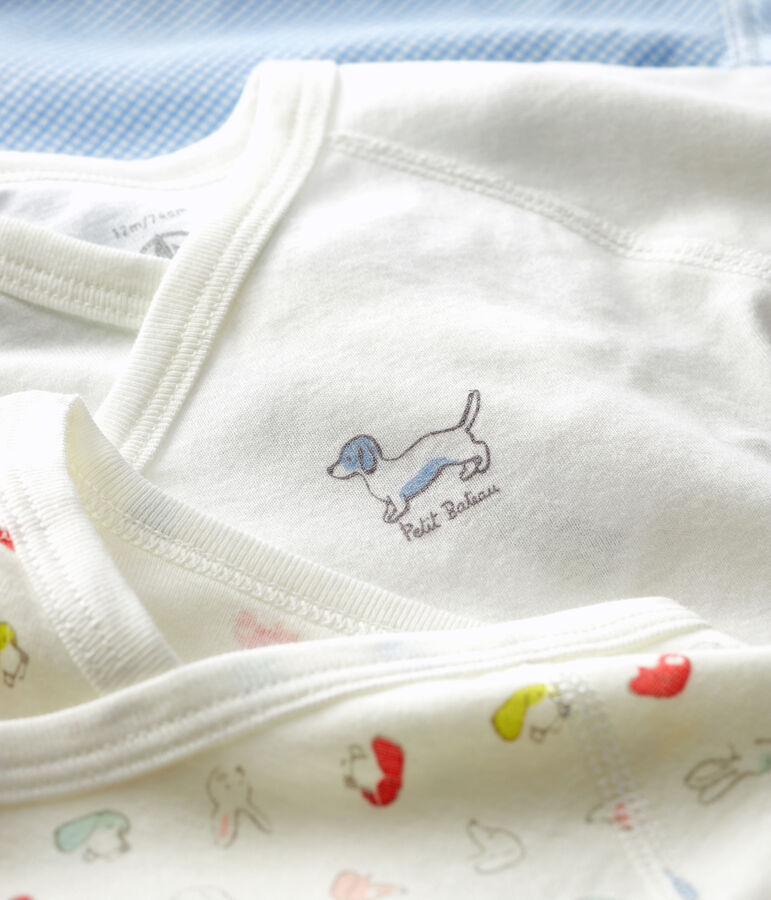 Confezione da 3 body incrociati manica corta beb&egrave; in cotone biologico multicolore