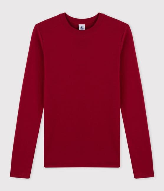 T-shirt girocollo iconica in cotone Donna rosso SANGRIA