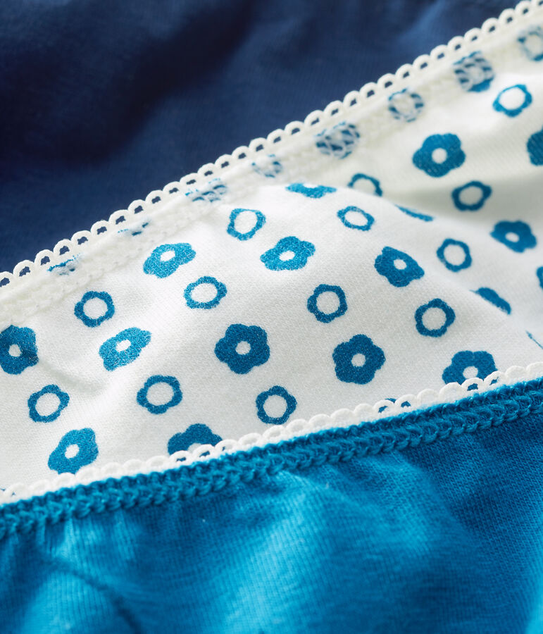 Confezione da 3 slip bambina a fiori in cotone biologico e elastan multicolore