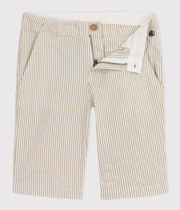 Bermuda in seersucker bambino verde/bianco