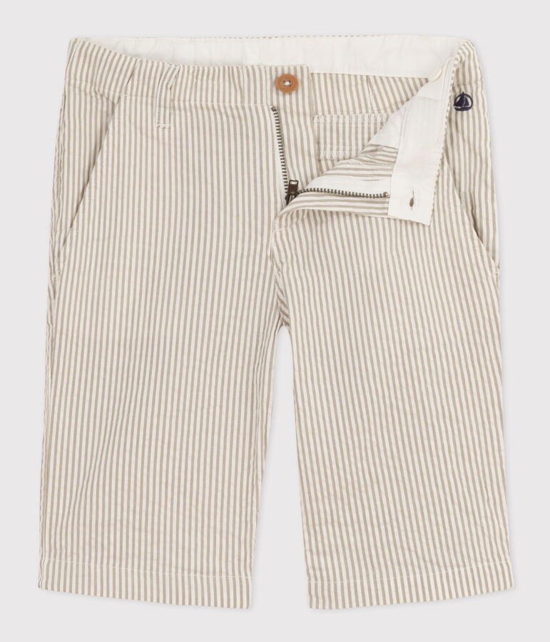 Bermuda in seersucker bambino verde/bianco