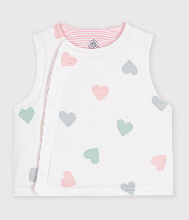 Cardigan senza maniche double face in cotone con stampa neonata bianco/multicolore