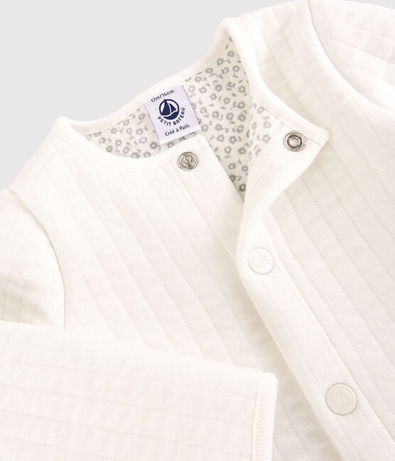 Cardigan bebè in tubique trapuntato. bianco MARSHMALLOW