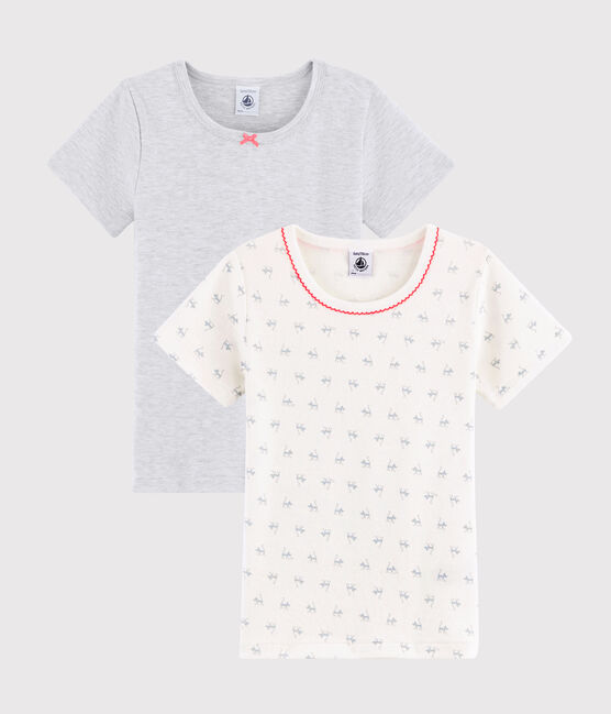 Confezione da 2 t-shirt manica corta fantasia gatto da bambina variante 1