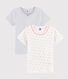 Confezione da 2 t-shirt manica corta fantasia gatto da bambina