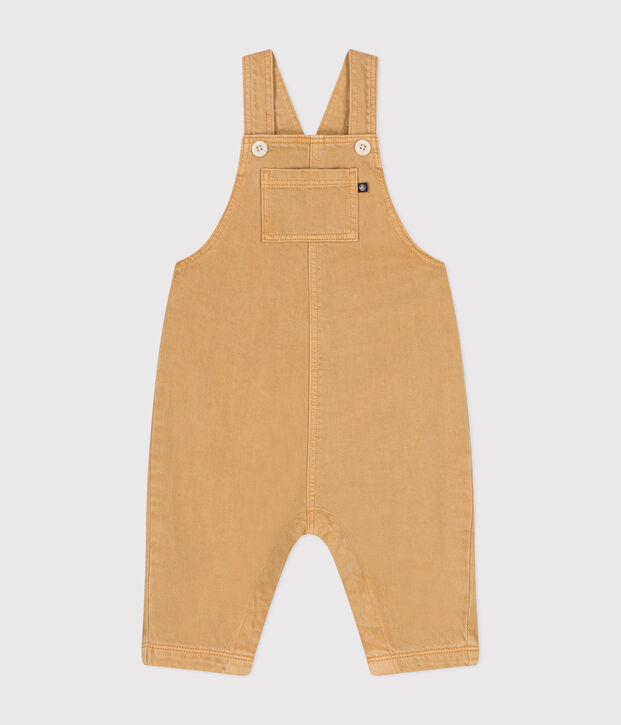 Salopette lunga in denim colorato neonato beige