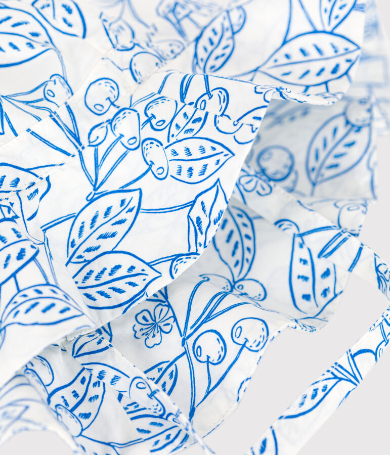 Cappellino in popeline con stampa neonata bianco/blu