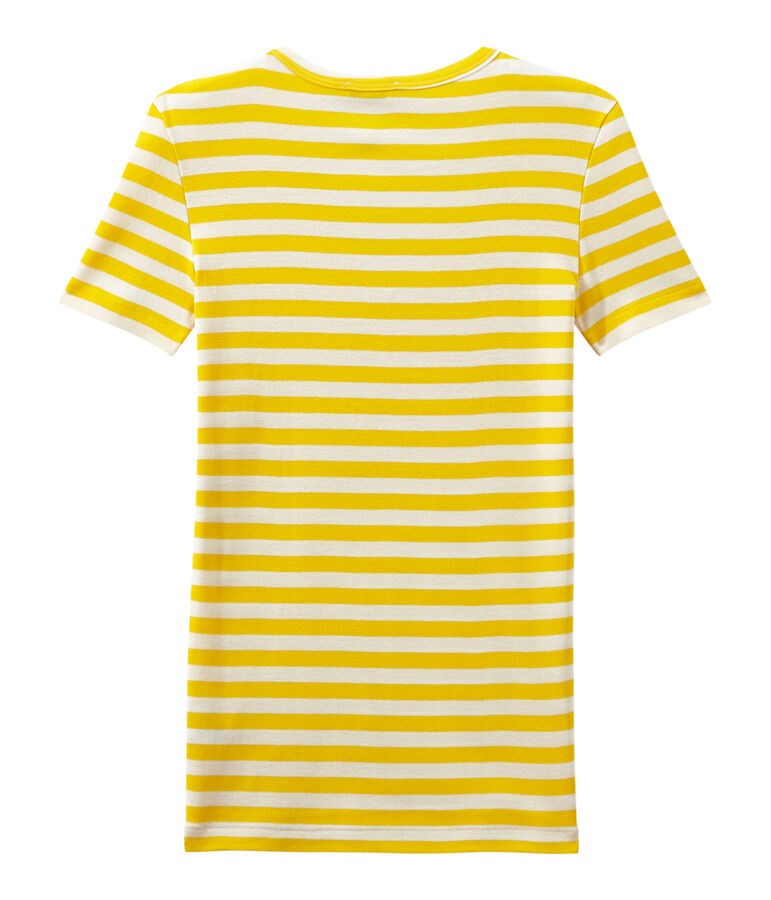 T-shirt donna scollo V in costina originale 1x1 rigata giallo SHINE/bianco MARSHMALLOW