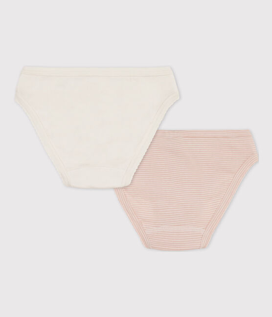 Confezione da 2 slip di cotone per bimbe, con fantasia millerighe variante 1