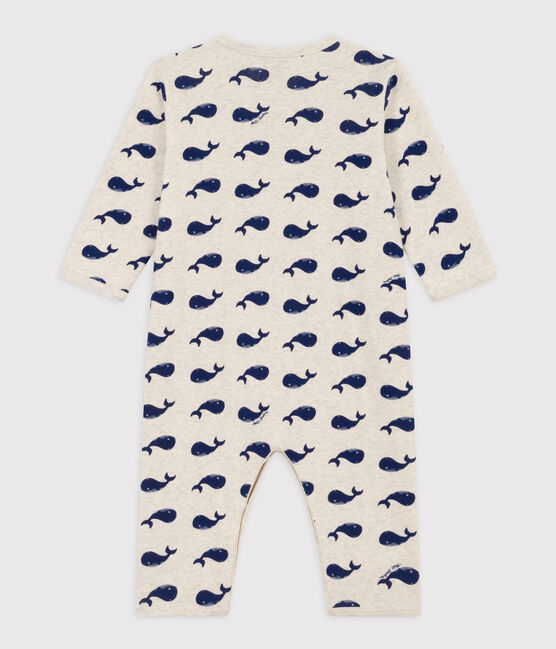 Pigiama senza piedi in cotone motivo balene marine beige MONTELIMAR/blu MEDIEVAL
