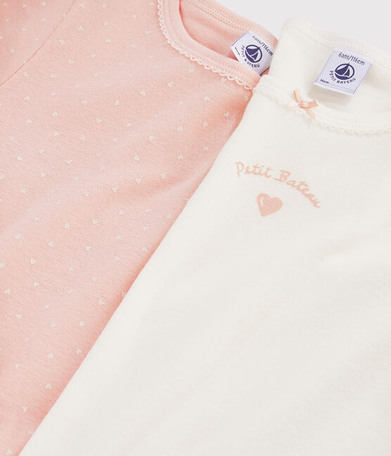 Confezione da 2 t-shirt a manica lunga cuori bambina variante 1
