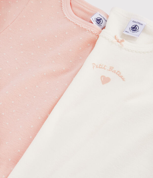 Confezione da 2 t-shirt a manica lunga cuori bambina multicolore