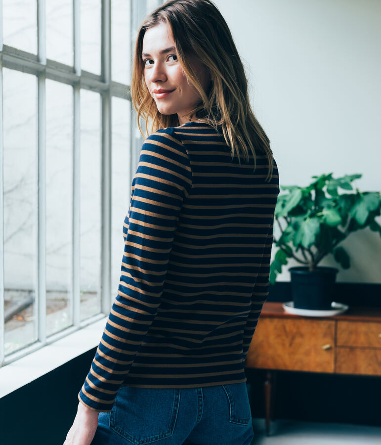 marini&egrave;re iconica donna blu SMOKING/marrone BRINDILLE BRILLANT