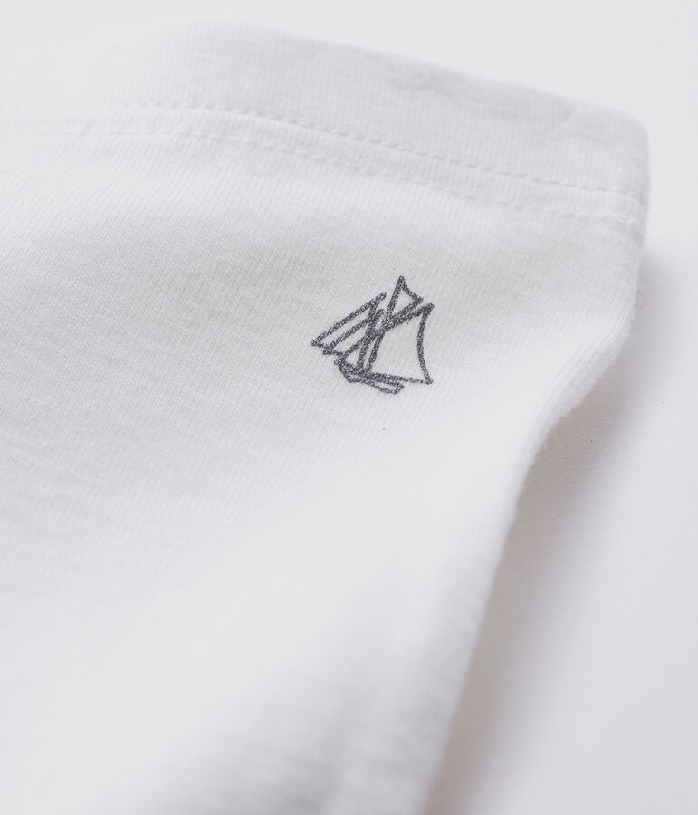 Leggings beb&egrave; femmina a costine 1x1 in tinta unita bianco MARSHMALLOW