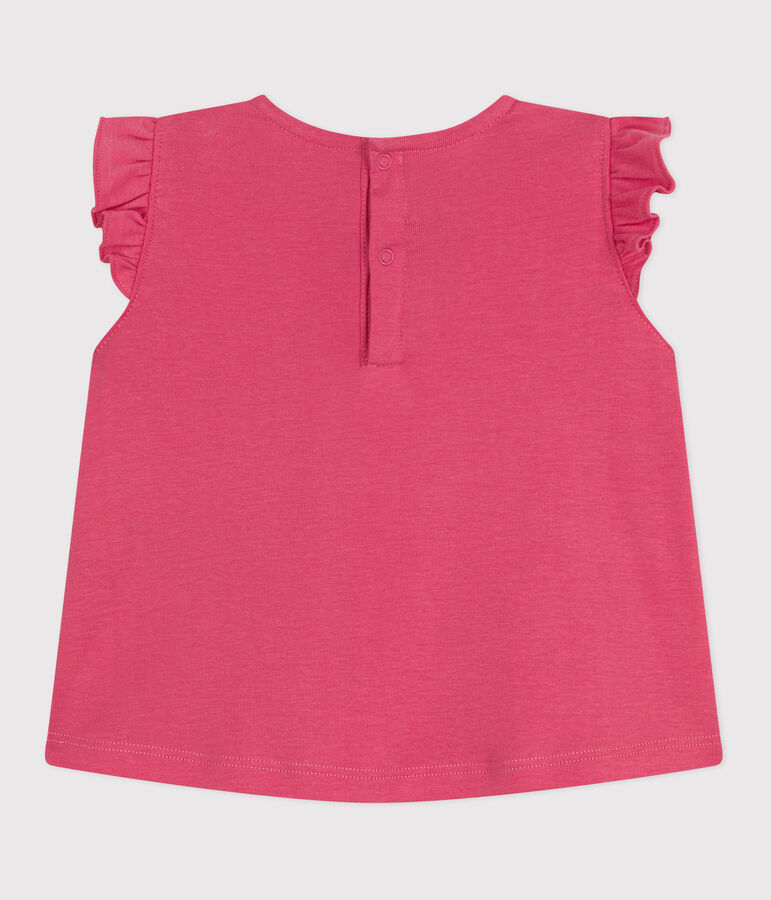Blusa senza maniche in cotone neonato rosa