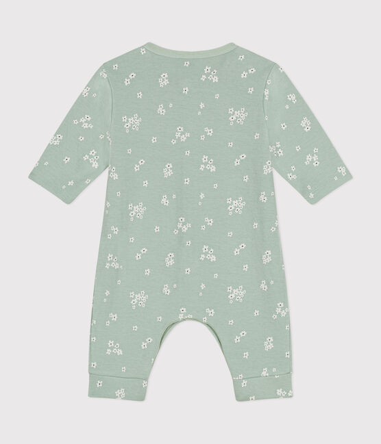 Tutina lunga in tubique neonato verde HERBIER/bianco MULTICO