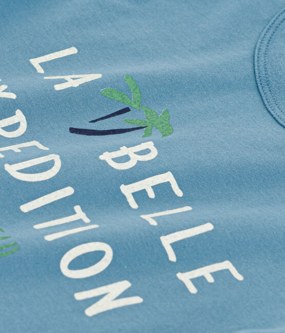 T-shirt  maniche corte in cotone bambino blu LAVIS
