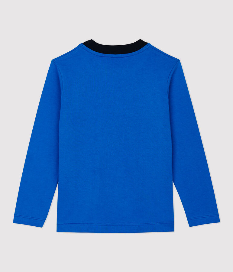 T-shirt bambino a maniche lunghe in cotone blu