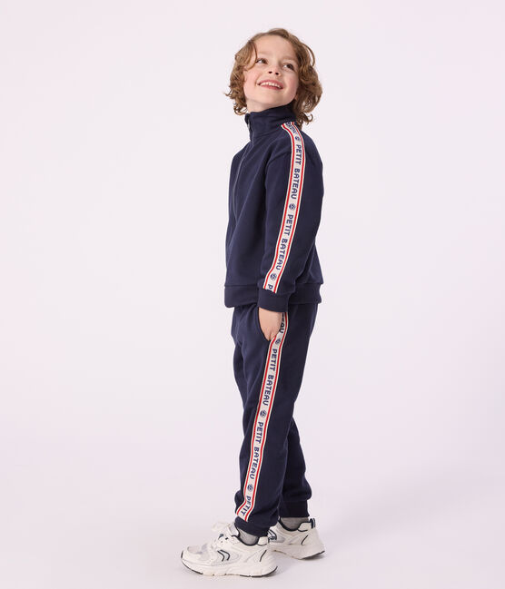 Felpa con cerniera in cotone bambino blu SMOKING