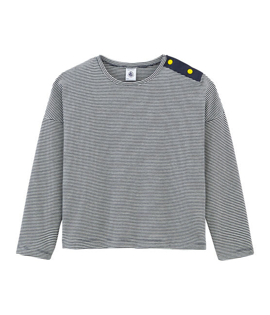T-shirt maniche lunghe bambina blu SMOKING/bianco MARSHMALLOW