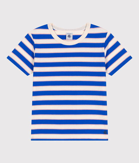 T-shirt a maniche corte in cotone a righe bambino bianco AVALANCHE/ MULTICO