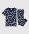 Pigiama bambino fantasia a stelle a costine blu SMOKING/bianco MARSHMALLOW