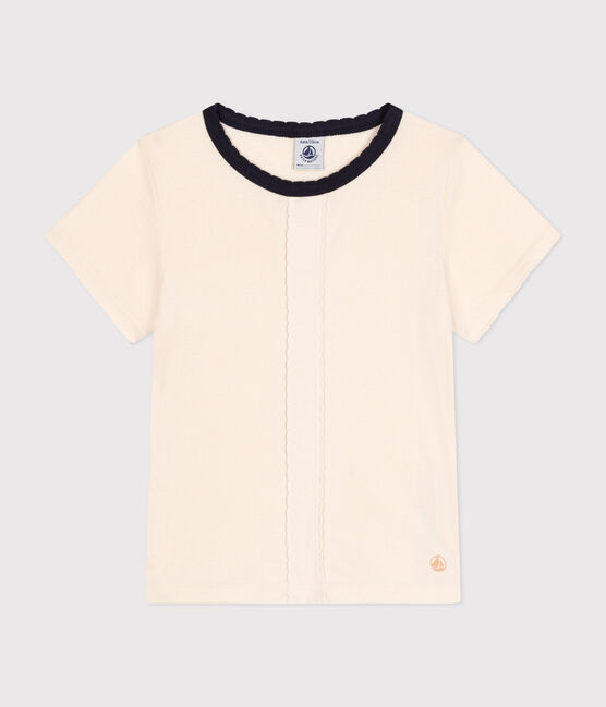 T-shirt a maniche corte in cotone bambina ecru AVALANCHE
