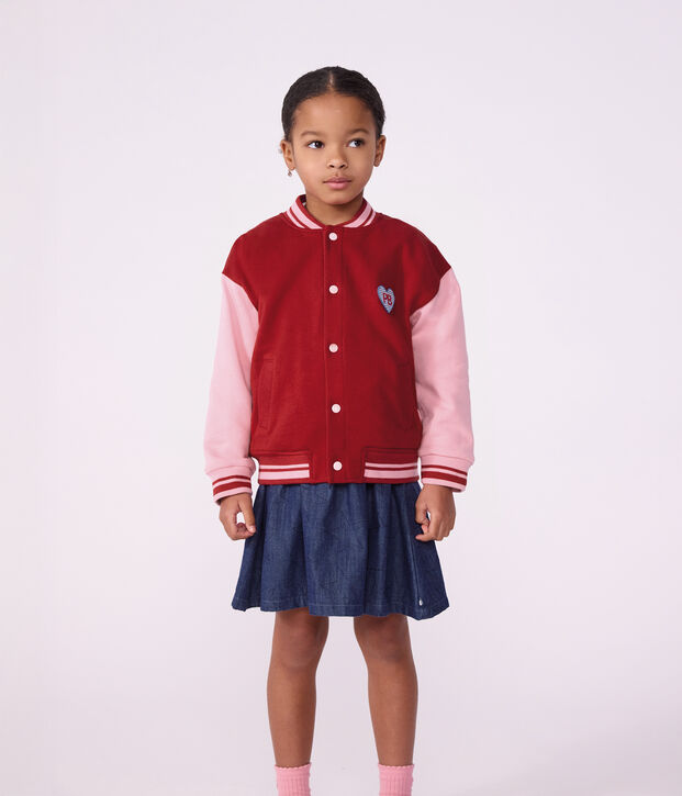 Giacca stile teddy bambino in cotone color block rosso