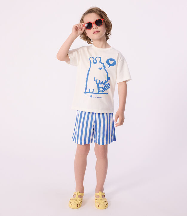 Shorts da mare a righe bambino blu/bianco