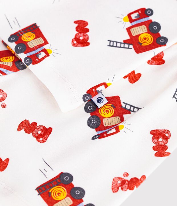 Pigiama corto in cotone con pompiere stampato bambino bianco/multicolore